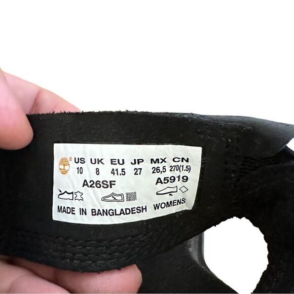 TIMBERLAND ~ Koralyn BLACK LEATHER PLATFORM WEDGE SANDALS ~ SIZE 10 M - Picture 10 of 10